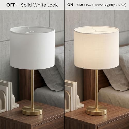 White 13" Drum Lamp Shades Set of 2 with Harps (2 Count)