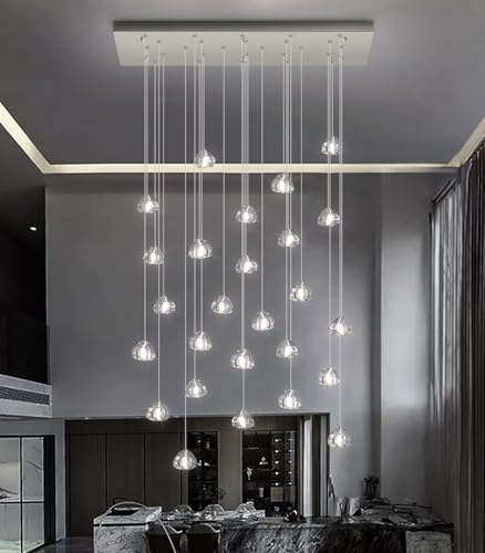 LED Rectangular Glam Chandeliers for Living Room Dining Room Light Dimmable High Ceiling Pendant Lights Fixtures Lighting 26