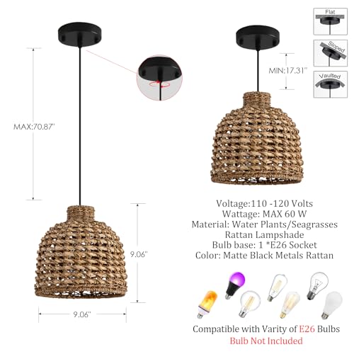 3 Pack Rattan Pendant Light (3 Count)