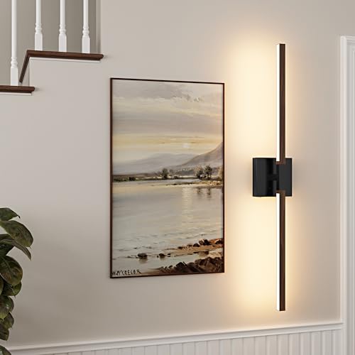 Black Walnut Rechargeable Wall Sconce with Remote Control 32 Inch