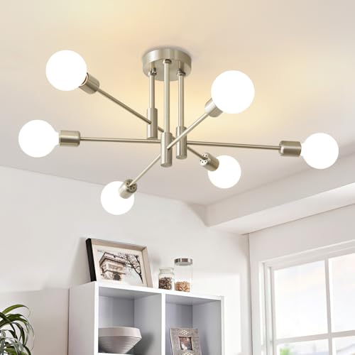 Nickel 6 Light Sputnik Ceiling Light Fixture
