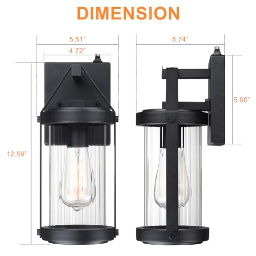 Dusk Dawn Sensor Outdoor Wall Sconce Black Exterior Porch Lantern