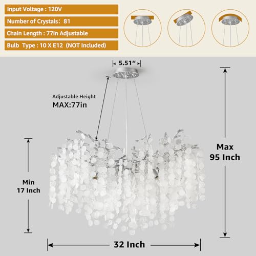 32 Inch Modern Tree Branch Light Fixture Large Bedroom Chandeliers