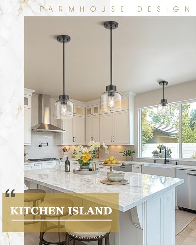 7" Matte Black Pendant Light for Kitchen Island