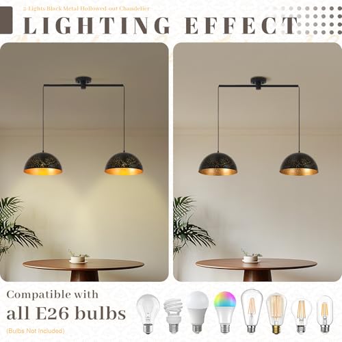 2 Light Black Linear Pendant Light