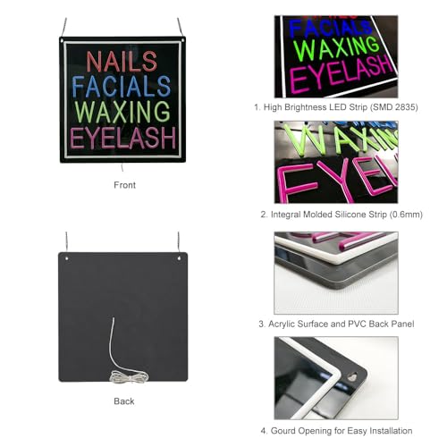 Nails Facials Waxing Eyelash LED Neon Sign