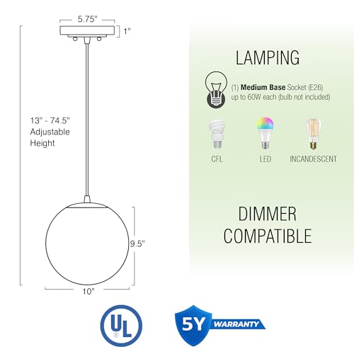 Ceres 10" Modern Globe Pendant Light for Kitchen Island