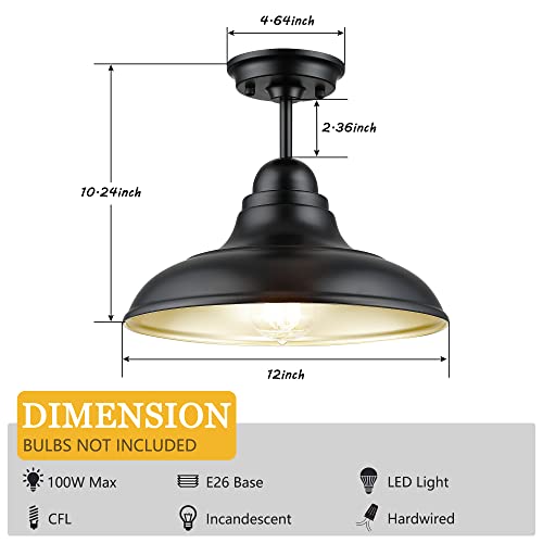 Farmhouse Semi Flush Mount Ceiling Lights (2 Count)