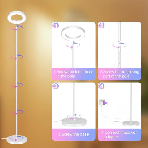 Smart RGB LED Floor Lamp with Remote (White-Single Sided)