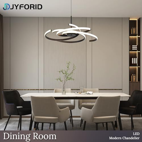 Black Modern Sputnik Chandelier with Remote Control
