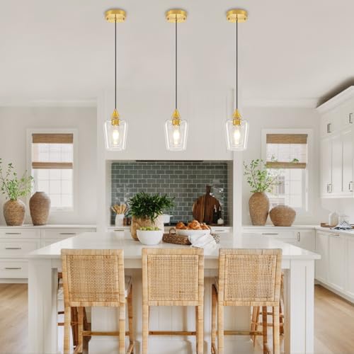 2 Pack Brushed Gold Pendant Lights Over Island Kitchen Light Fixtures (2 Count)