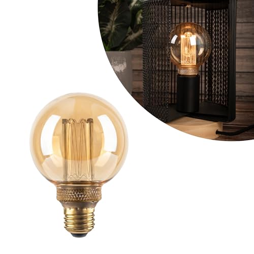 Dimmable Edison Bulb E26 Vintage Round LED Light LowLumen Amber G80