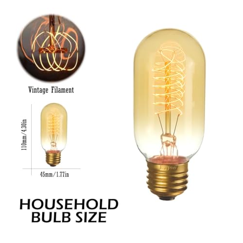 6 Pack Edison Light Bulbs 40 Watt Dimmable T45 Vintage Warm Bulbs (6 Count)