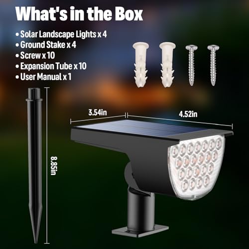Solar Lights Outdoor Waterproof IP65 (4 Count)