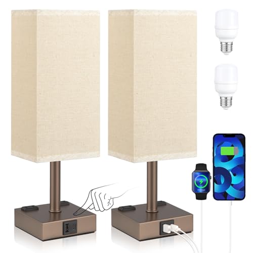 Brown Touch Lamps Set of 2 for Bedroom