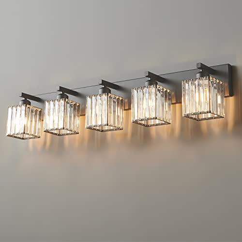 Modern Black Crystal Bathroom Vanity Light