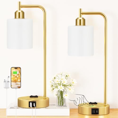 Industrial Gold Table Lamps for Bedrooms Set of 2 (2 Count)