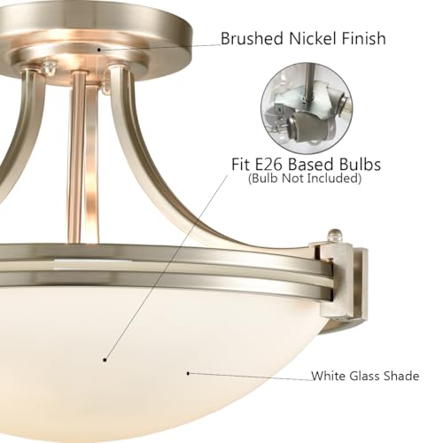 Brushed Nickel Semi Flush Mount Ceiling Light 16