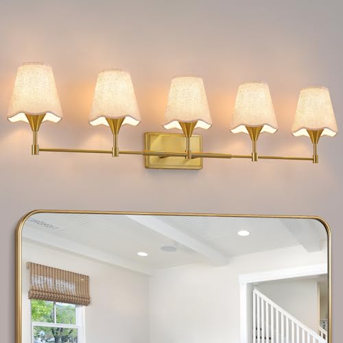 Gold Bathroom Vanity Light Fixtures (Brushed Gold / 5 LIGHT)