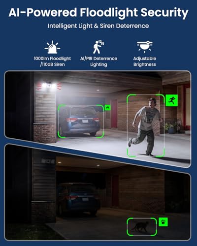 Solar Floodlight Security Cameras Wireless Outdoor (2 Count)