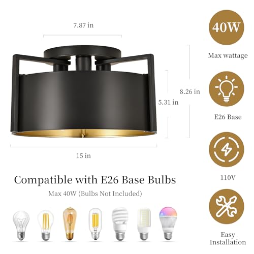 Black Semi Flush Mount Ceiling Light