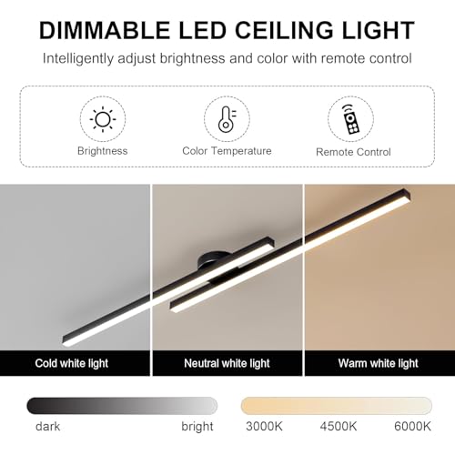 43.3" Modern Ceiling Light with Remote