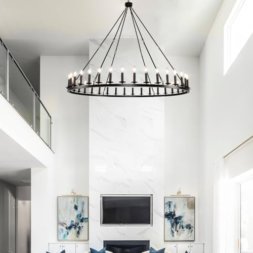 Black Wagon Wheel Chandelier 60