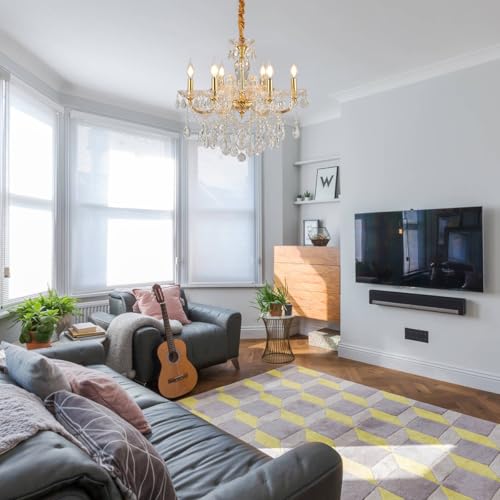 6 Light Crystal Gold Chandelier Light Fixture for Bedroom