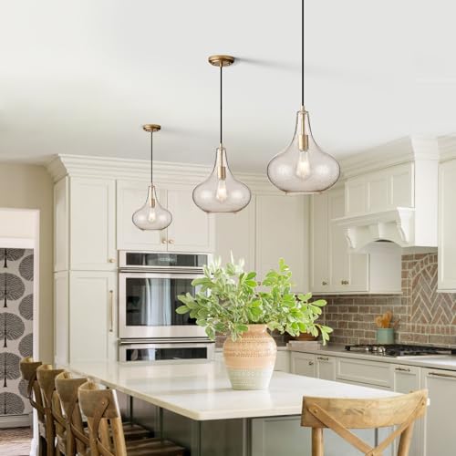 11" Gold Seeded Glass Pendant Light