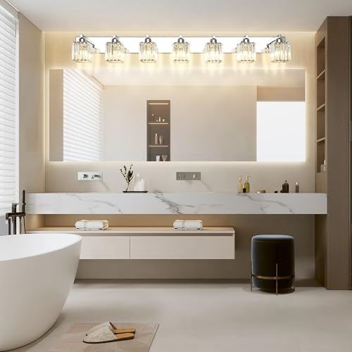 Bathroom Vanity Light Fixtures Chrome Vanity Light for Bathroom Crystal Vanity Lighting Fixtures 7 Light