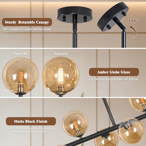 37" Mid Century Modern Chandelier Linear Chandeliers for Dining Room