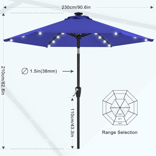 7.5ft Patio Umbrella with Solar Lights