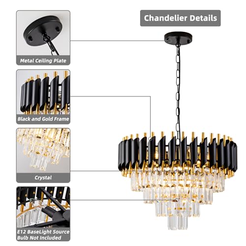 Modern Chandelier Gold and Black Crystal Chandeliers 4