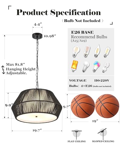 Large 4 Lights Modern Chandeliers for Dining Room