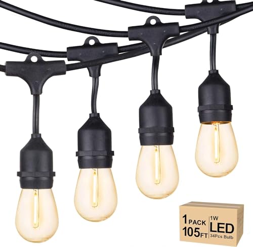 Outdoor String Lights 105 FT Outside Waterproof Commercial Grade ETL (105 Foot)