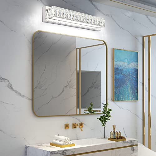Crystal Bathroom Light Fixtures Over Mirror