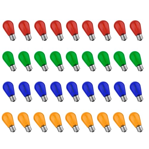 GwvooHome 36 Pack S14 LED Colored Light Bulbs