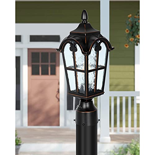Hardwired 120V Dusk to Dawn Outdoor Post Light Black Roman