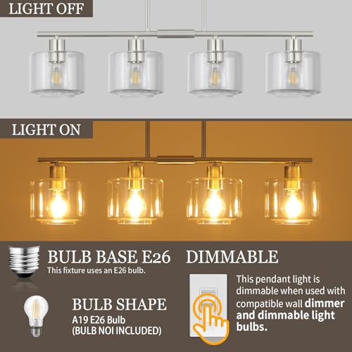 4 Light Brushed Nickel Kitchen Island Lighting