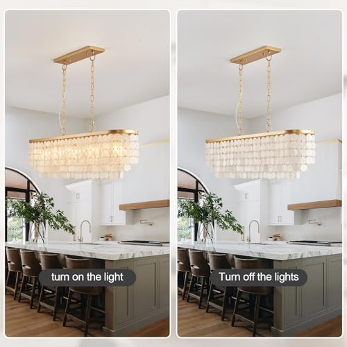 5 Light Capiz Shell Rectangular Chandelier