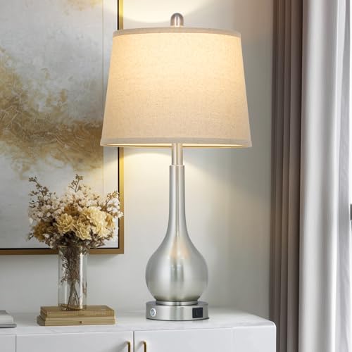 26" Silver Table Lamp for Bedroom
