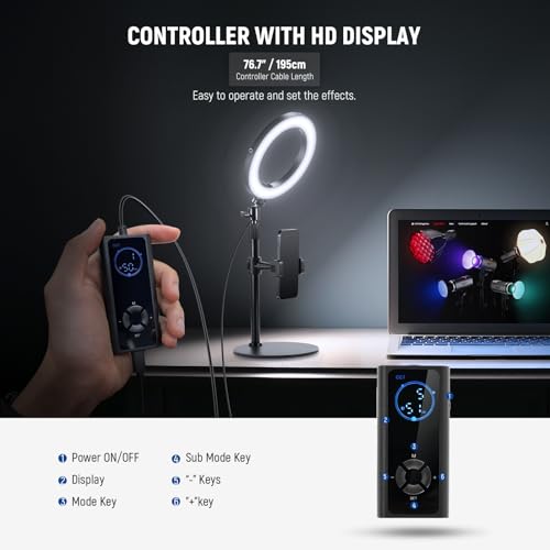 12" 24W High Power Desk Ring Light with Stand