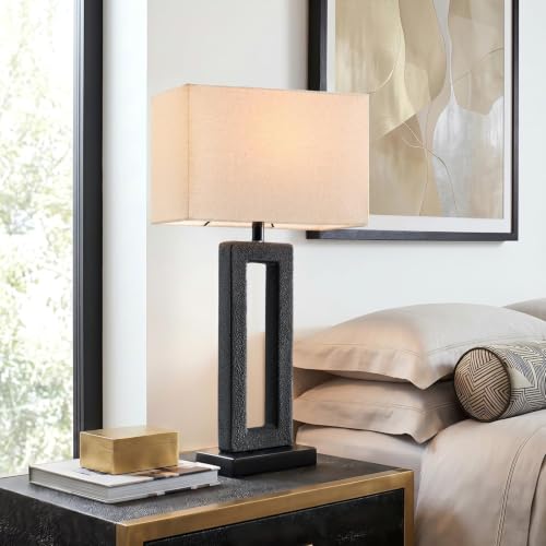 22" Matte Black Textured Ceramic Table Lamps Set of 2