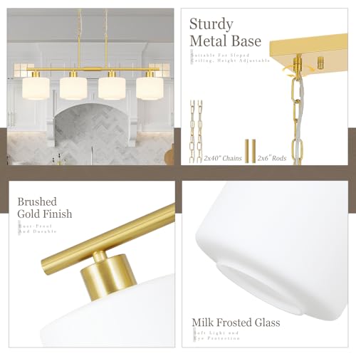 4 Light Brushed Gold Kitchen Island Lighting
