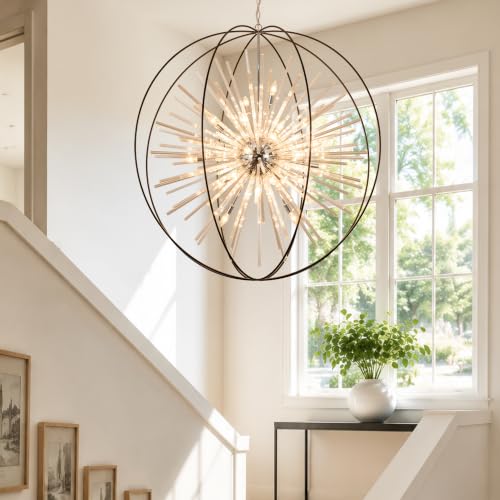 Extra Large Modern Black Crystal Chandelier for High Ceiling Foyer