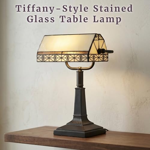 Tiffany Style Bankers Desk Lamp with Stained Glass Shade