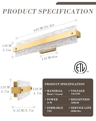 Modern LED Bathroom Vanity Light Fixture Over Mirror