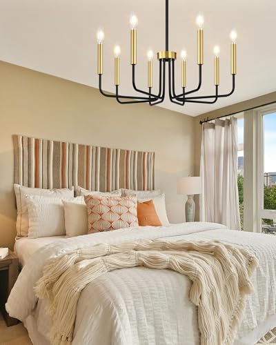 8 Light Black and Gold Chandelier