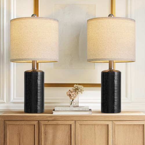 Small Table Lamps Set of 2 for Living Room 20.25" Black Lamps Bedside Lamps (2 Count)