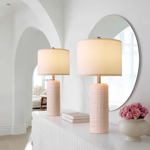 27.5" Pink Ceramic Table Lamps for Girls Room Set of 2 (2 Count)